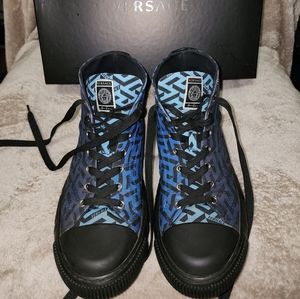 Versace Navy Greca High Tops Size 10 US